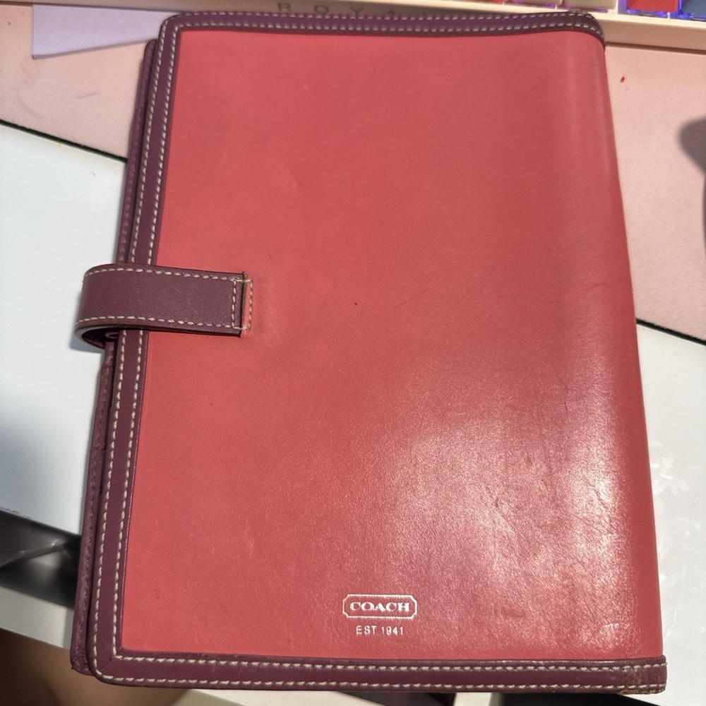 Coach Pink and Purple Leather Planner Notebook Cover - Picture 2 of 5